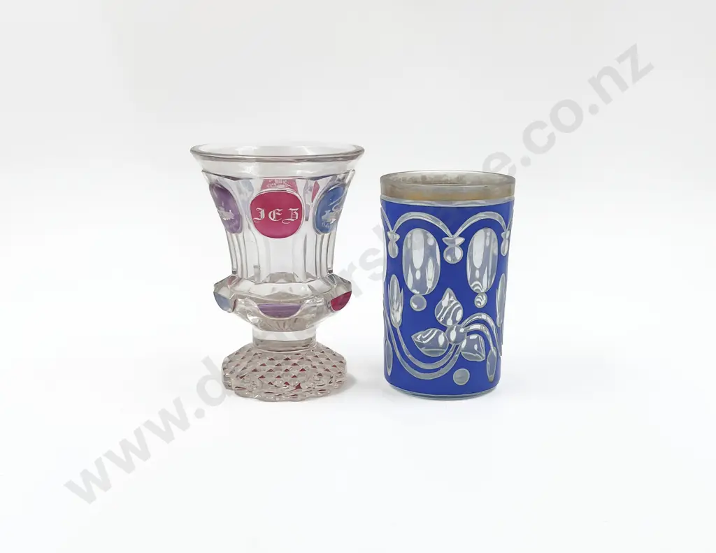 Two C19th Bohemian Flash Cut Goblets Image 1++