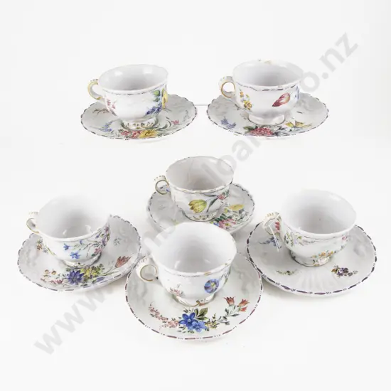 Six Early C19th Italian Faience Cups & Saucers