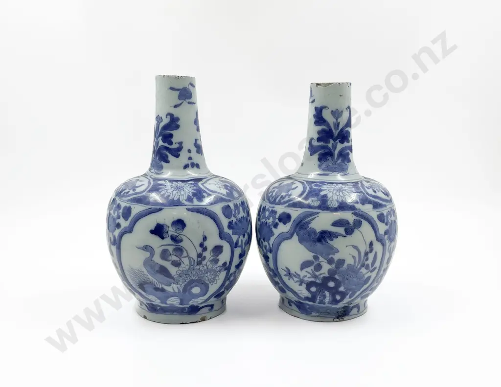 Pair Late C18th /Early C19th European Delft Bottle Vases a/f Image 1++