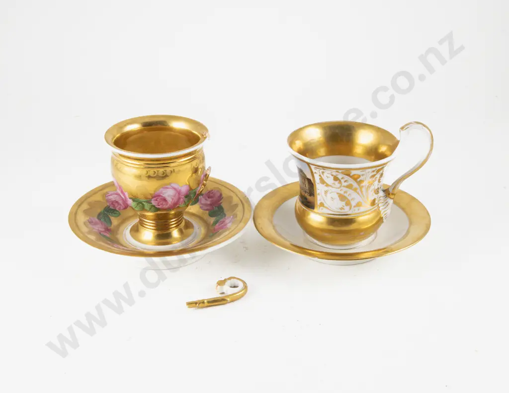 Two Early C19th Cup & Saucers Image 1++