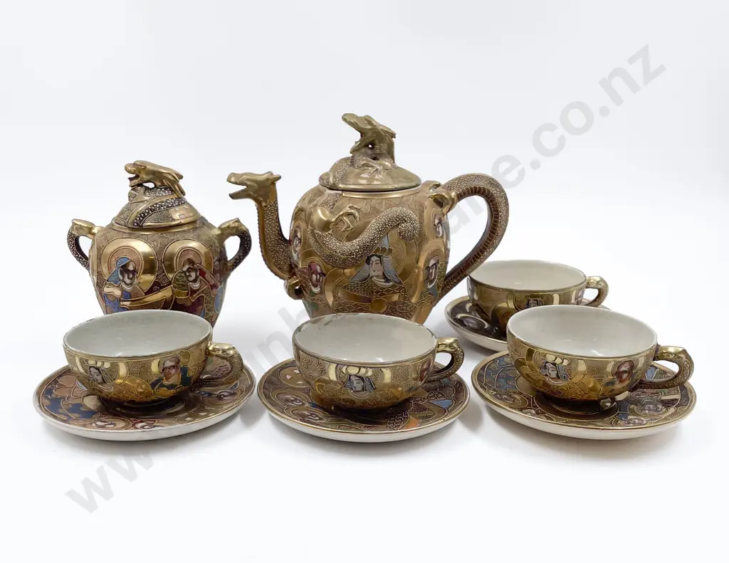 Mid C20th Japanese Satsuma Part Tea Set Image 1++