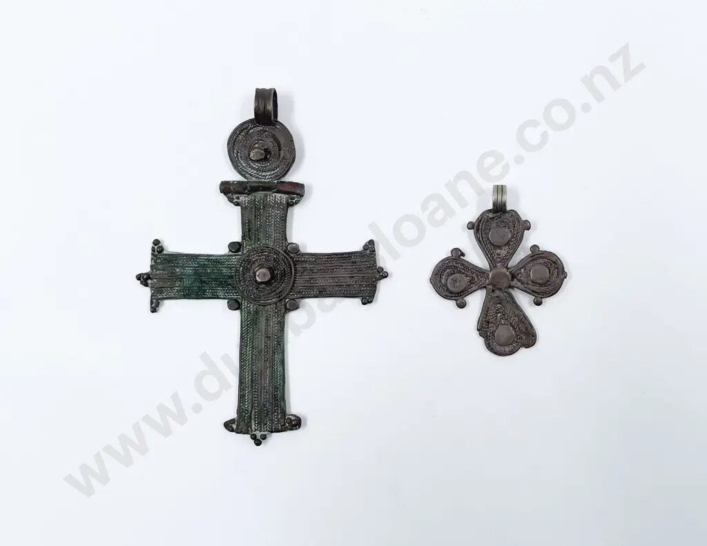Two Middle Eastern Metal Cross Pendants Image 1++