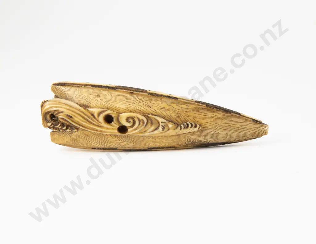 Carved Ivory Netsuke of Thee Immortals in a Boat Image 1++