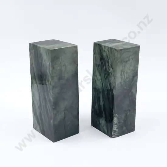 Pair Polished NZ Greenstone Plain Column Bookends