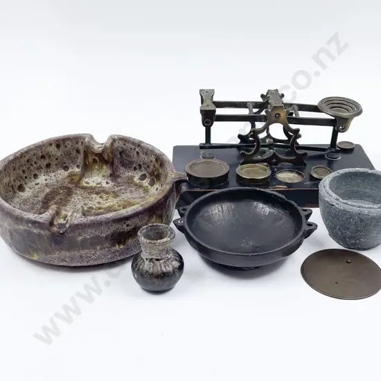 Small Collection Metal & Stoneware Items