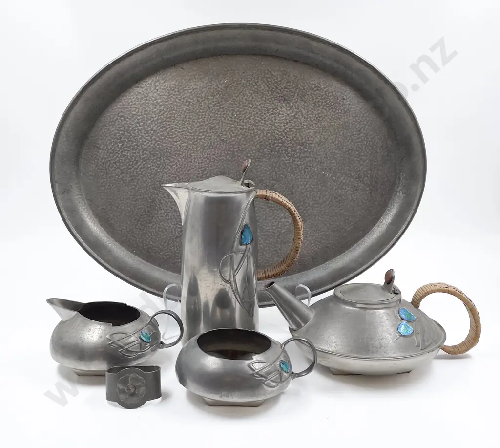 Tudric Pewter For Libertys 5 Piece Teaset Image 1++