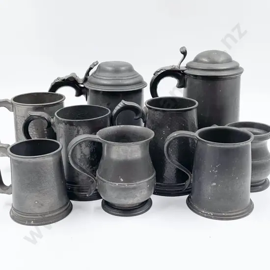 Collection Nine C19th & Early C20th Pewter Mugs