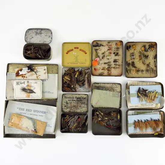 Eight Vintage Cigarette & Tobacco Tins With Assorted Flies