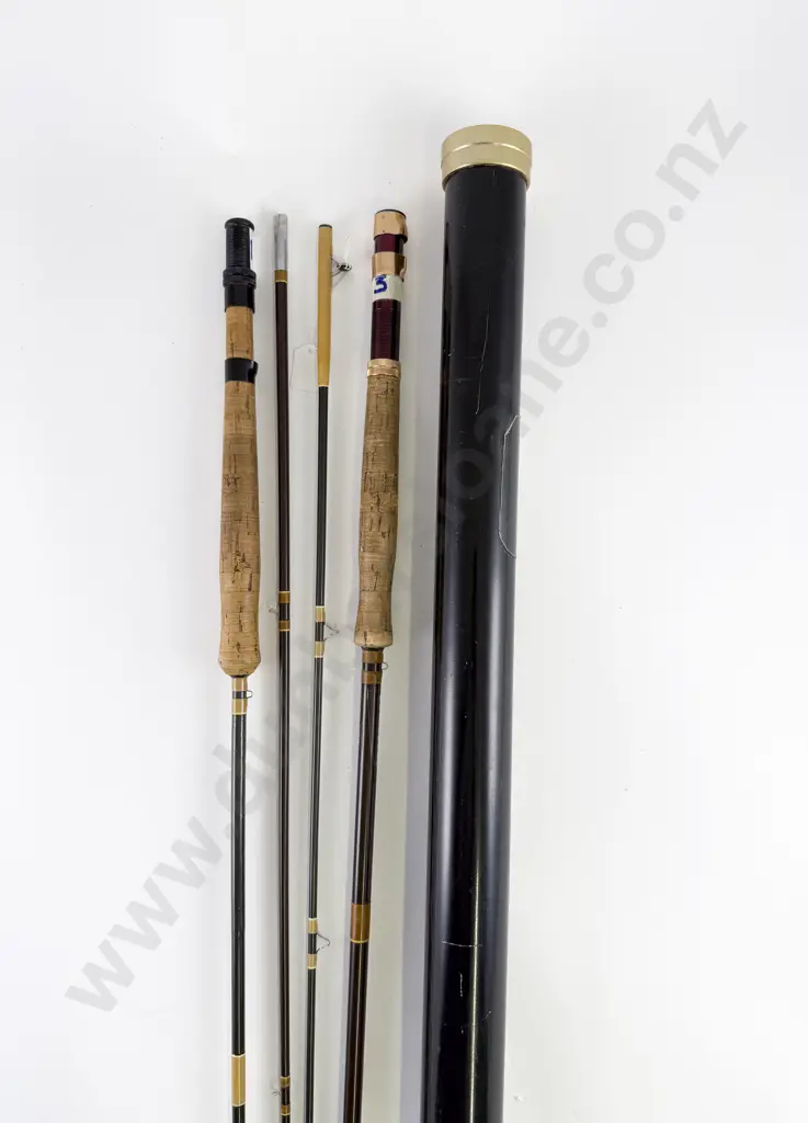 Two Modern Fibre Glass Fly Rods & Metal Rod Tube Image 1++