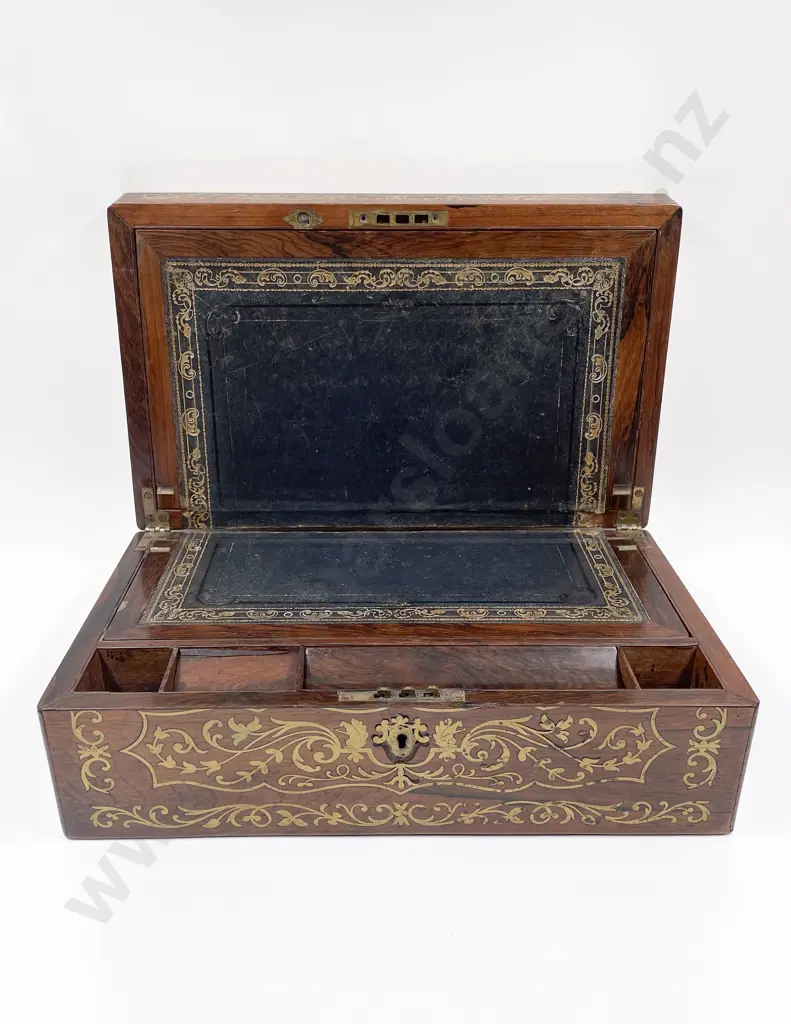 Victorian Rosewood All Brass Inlaid Writing Slope Image 1++