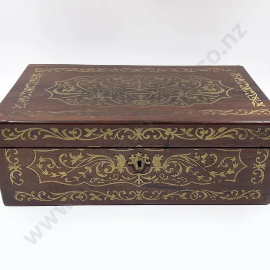 Victorian Rosewood All Brass Inlaid Writing Slope