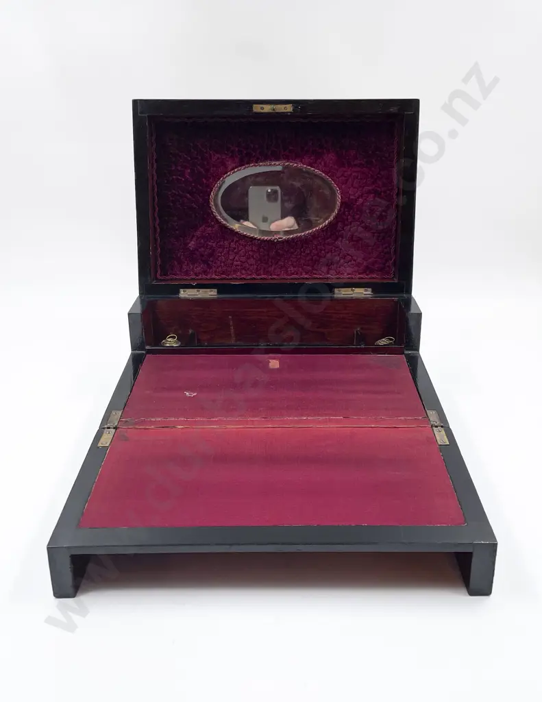 Late Victorian Ladies Inlaid Walnut Jewel & Writing Box Image 1++