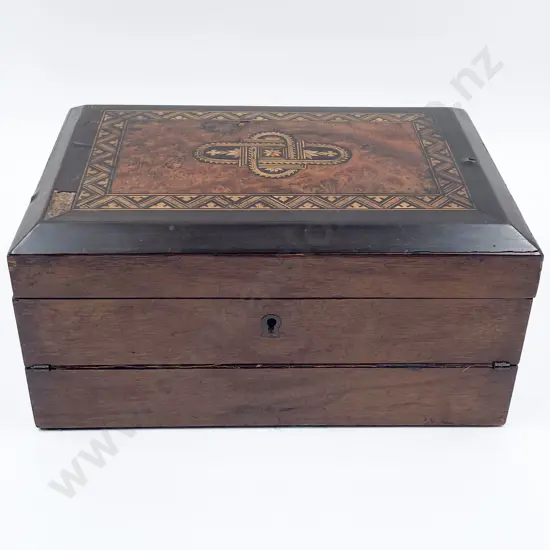 Late Victorian Ladies Inlaid Walnut Jewel & Writing Box