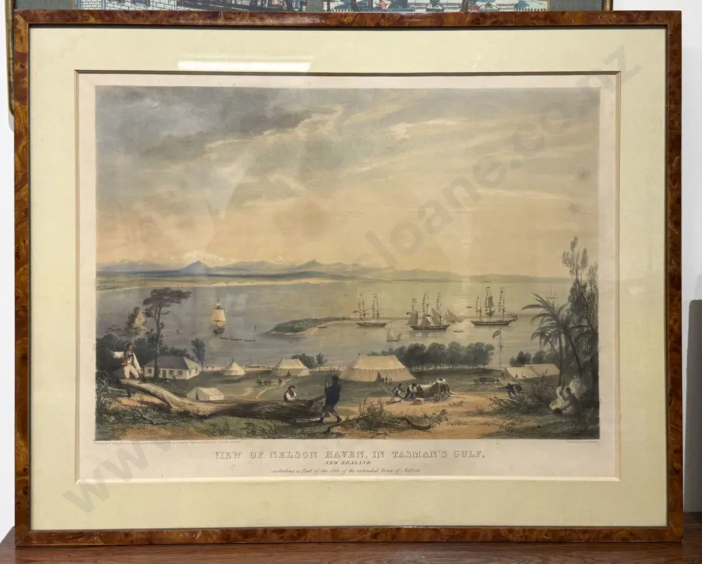 Printed By C Hullmandel Lithograph T Allom after Charles Heaphy Four NZ Scenes Image 1++