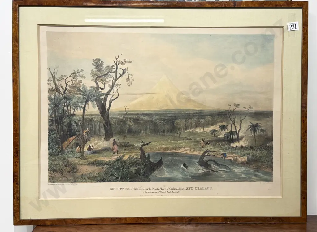 Printed By C Hullmandel Lithograph T Allom after Charles Heaphy Four NZ Scenes Image 1++