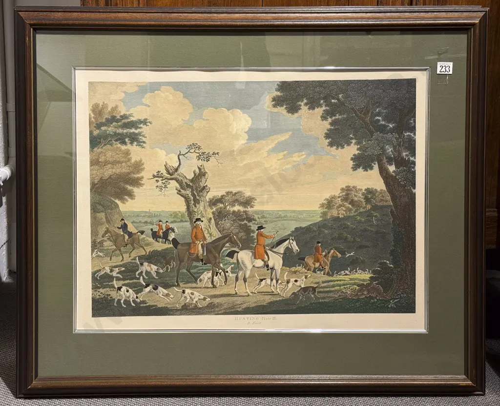 Pair C19th Hunting Scene Hand Coloured Plates III and IV Image 1++
