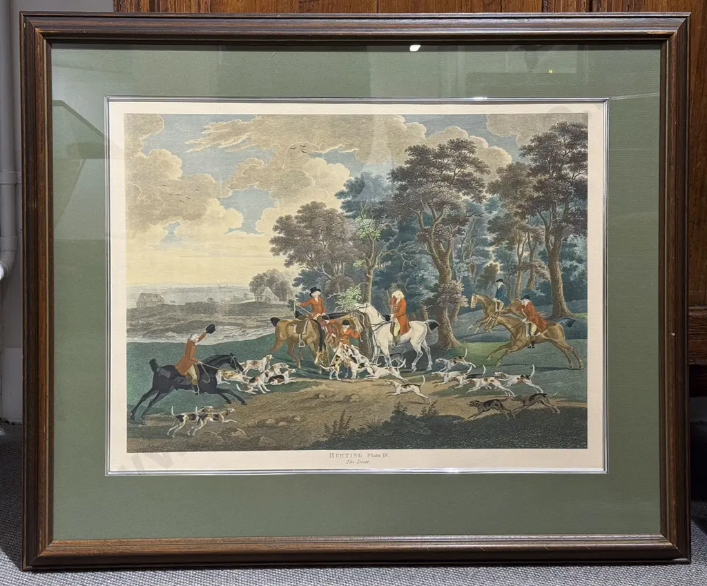 Pair C19th Hunting Scene Hand Coloured Plates III and IV Image 1++