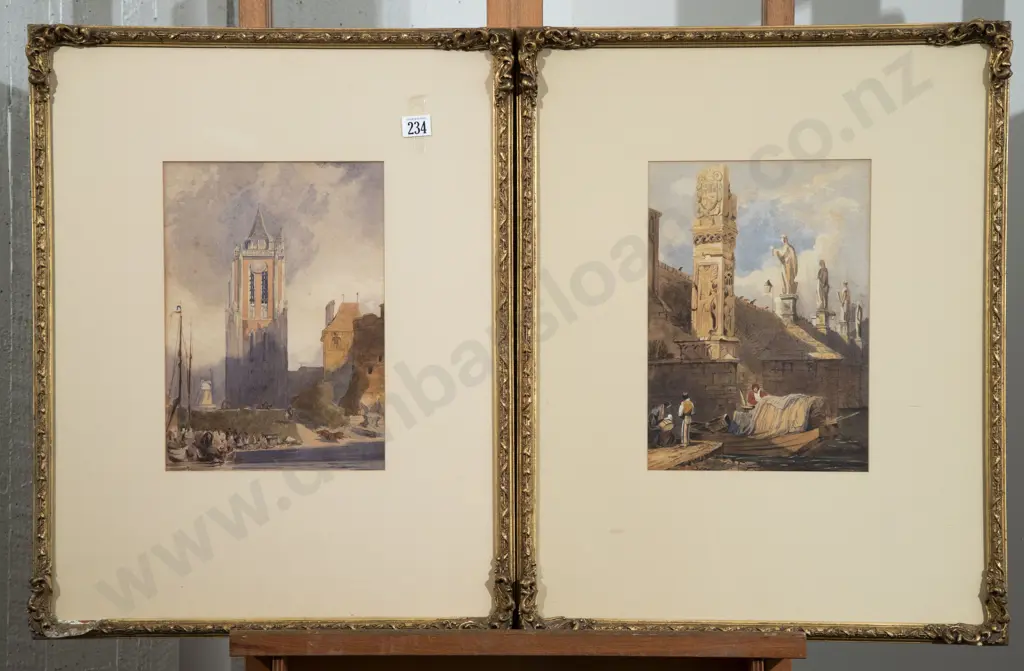 Pair Unsigned C19th Grand Tour Period Watercolours Image 1++