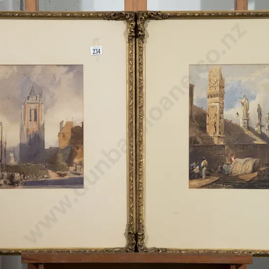 Pair Unsigned C19th Grand Tour Period Watercolours