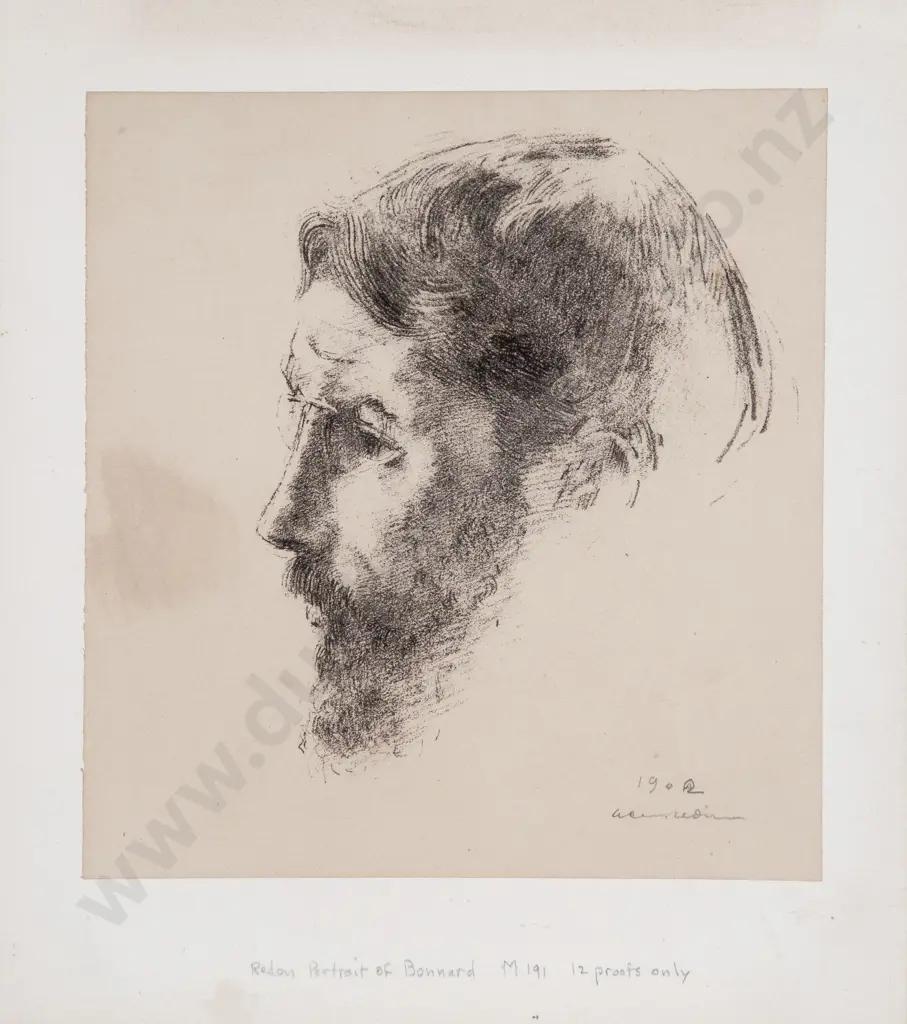 Odilon Redon (French 1840 - 1916) - Portrait of Pierre Bonnard Image 1++