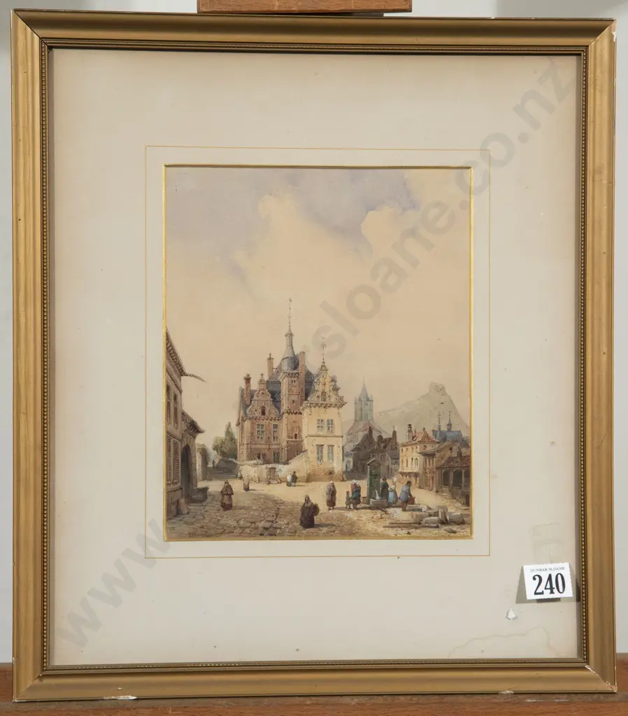 Francois Etienne Villeret (French 1800-1866) A European Townscape Watercolour Image 1++