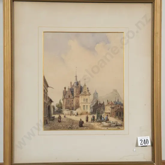 Francois Etienne Villeret (French 1800-1866) A European Townscape Watercolour