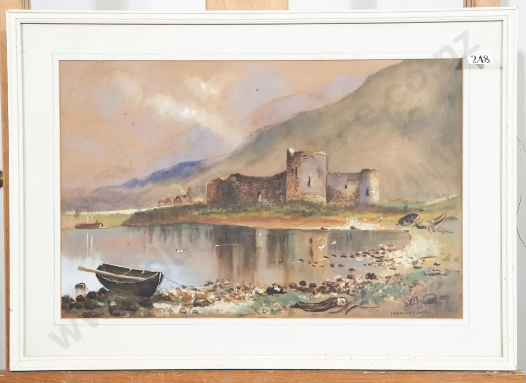 Initialled H E B Watercolour Inverlochie Castle After Horatio McCulloch Image 1++
