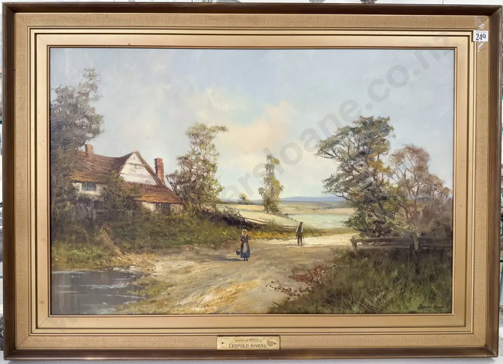 Leopold Rivers (1852 - 1905) English Oil on Canvas - Lane at Whitby Image 1++