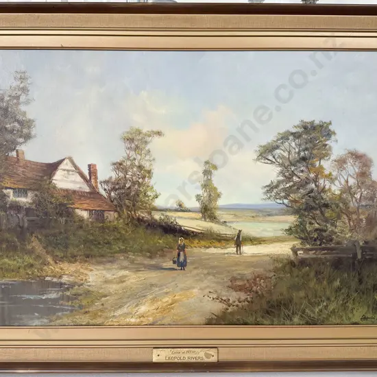 Leopold Rivers (1852 - 1905) English Oil on Canvas - Lane at Whitby