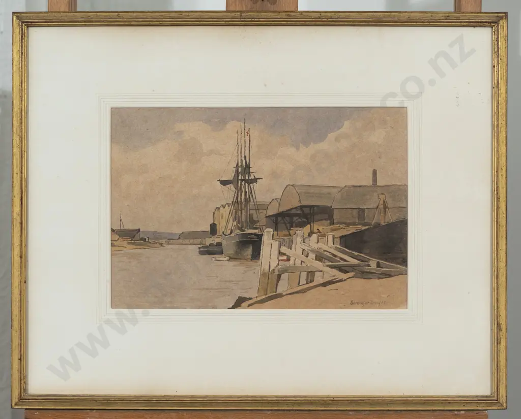 Berenger Benger (1868 - 1935) English Pair Harbour Scene Watercolours Image 1++