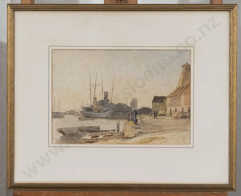 Berenger Benger (1868 - 1935) English Pair Harbour View Watercolours Image 1++