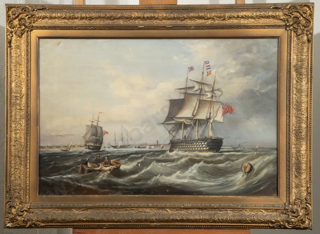 Ebenezer Colls (British 1812 - 1887) - English Maritime Study Oil Under Glass Image 1++