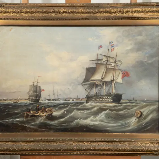 Ebenezer Colls (British 1812 - 1887) - English Maritime Study Oil Under Glass