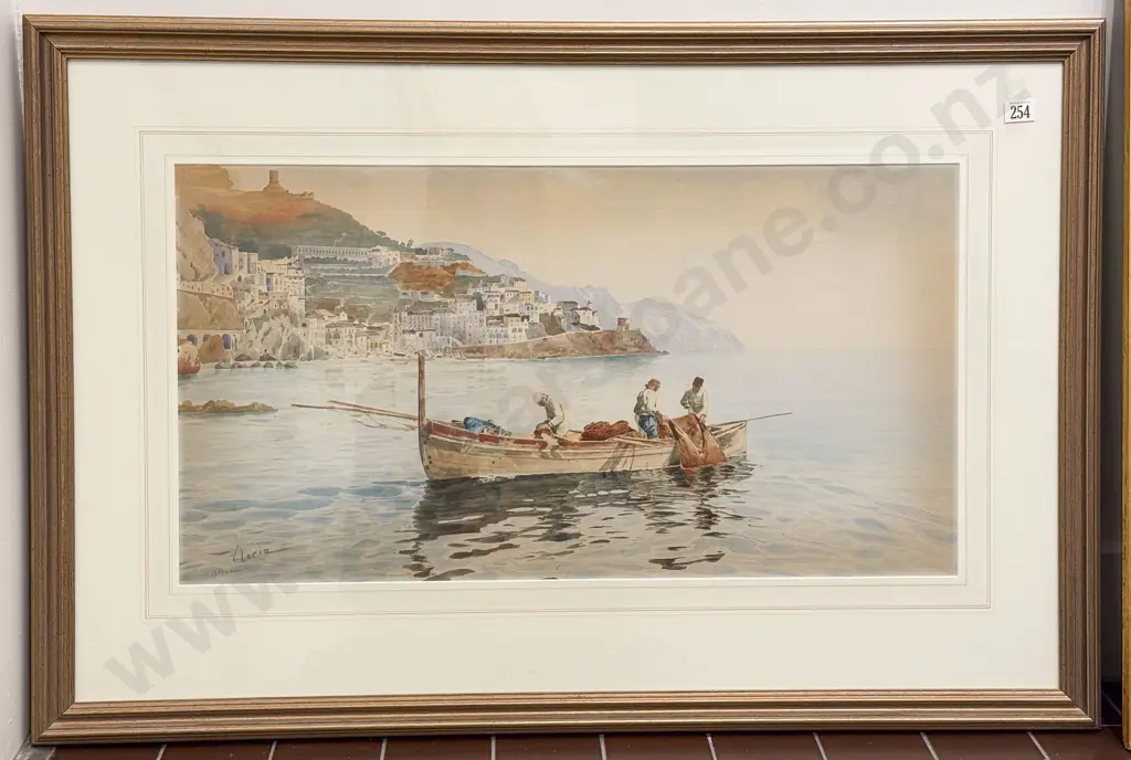 Vincenzo Loria (1850 – 1939) Italian Watercolour Bay of Naples Image 1++