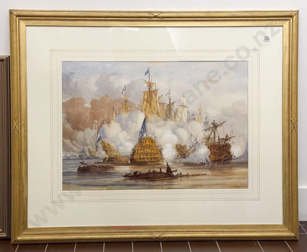 William Adolphus Knell (c1808-1875) British Maritime Naval Engagement Watercolour Image 1++