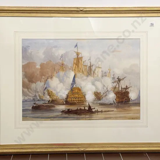 William Adolphus Knell (c1808-1875) British Maritime Naval Engagement Watercolour