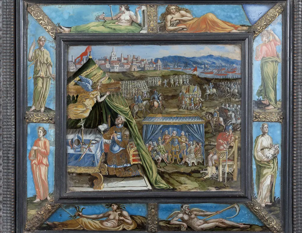 Pair C1662 Italian Sectional Oil on Glass Panels Image 1++