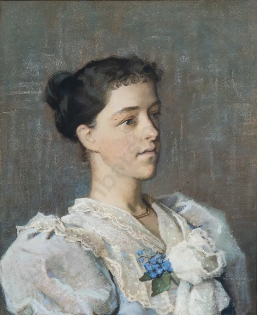 Hillary Coddington Lewis (British 1871 - 1936) Pastel Portrait of Young Woman Image 1++