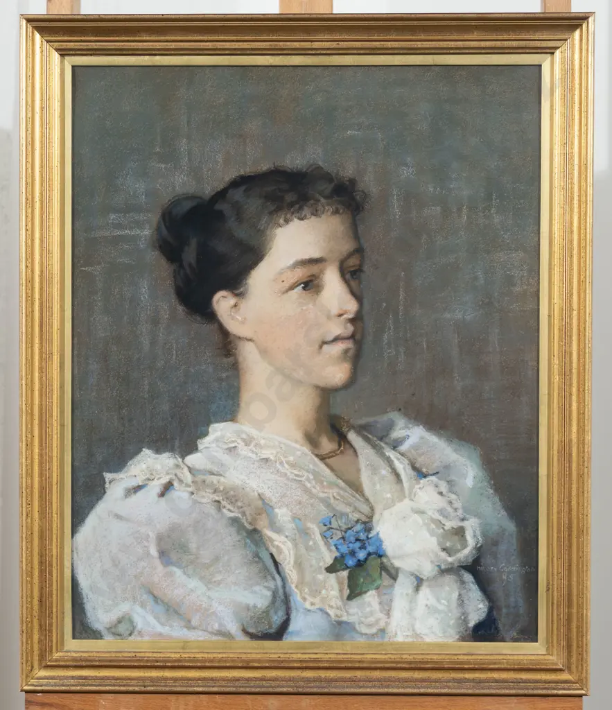 Hillary Coddington Lewis (British 1871 - 1936) Pastel Portrait of Young Woman Image 1++