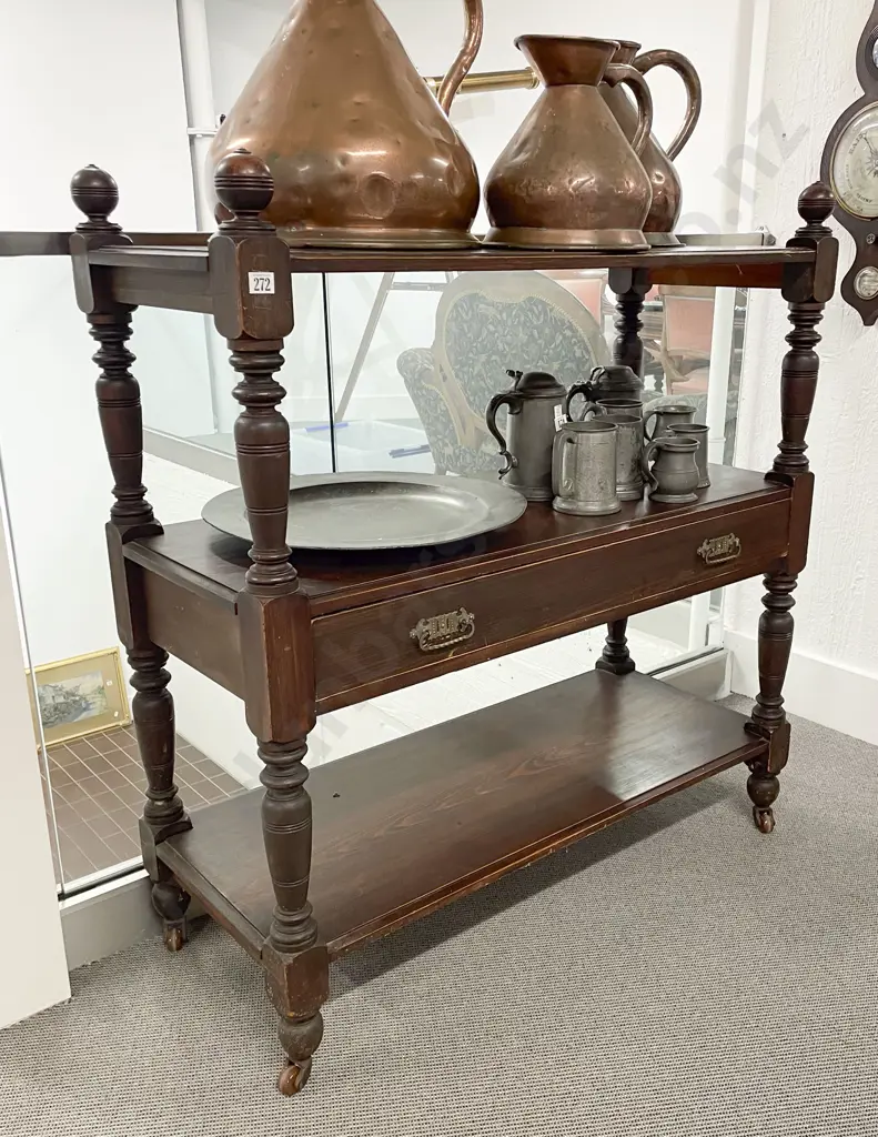 Late Vict Stained Beech Three Tier Buffet Image 1++