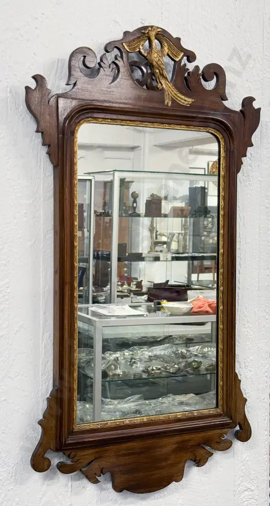 Geo III Mahogany Fretwork Wall Mirror Image 1++