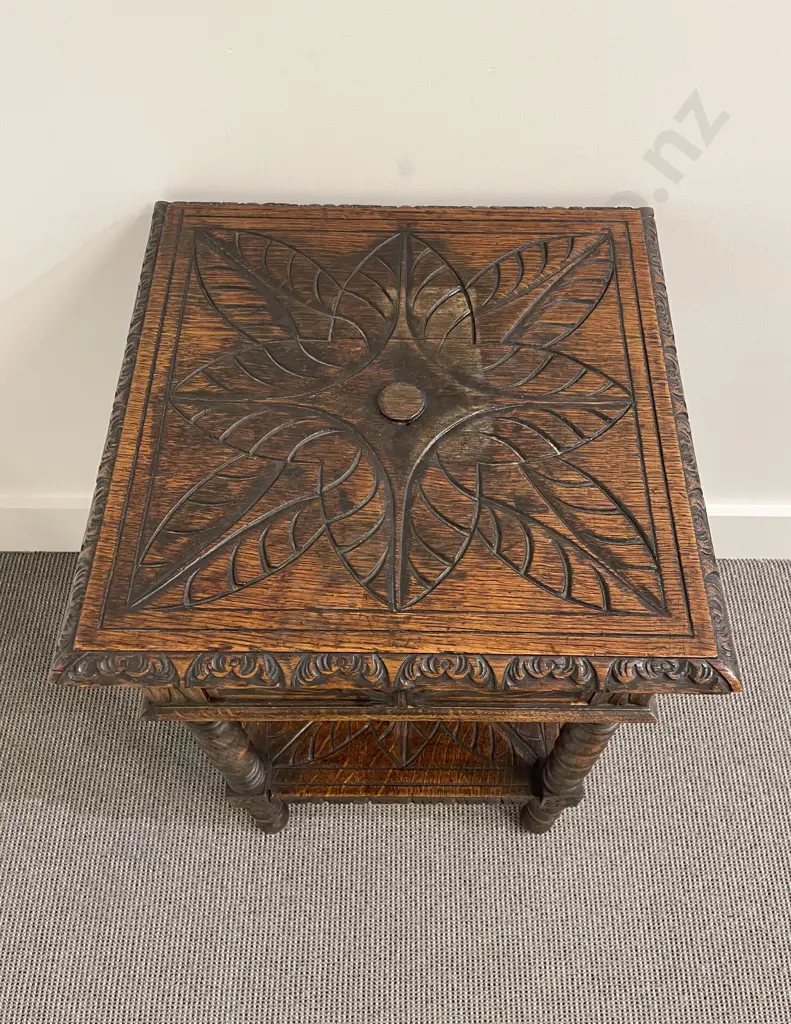 Edwardian Oak Hall Table Image 1++