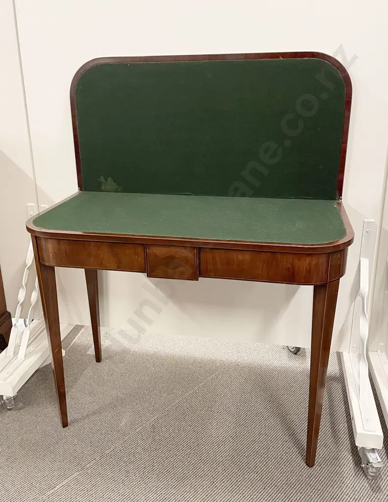 Regency Mahogany D Shaped Foldover Card Table Image 1++