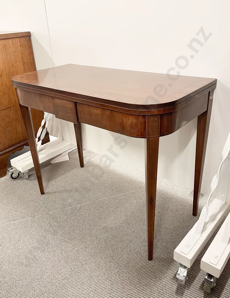Regency Mahogany D Shaped Foldover Card Table Image 1++