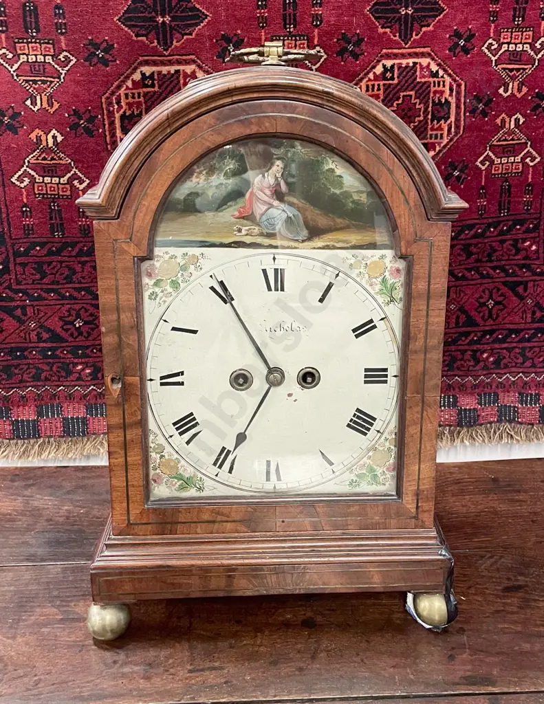 Geo III Mahogany & Brass Inlaid Cased Bracket Clock Image 1++