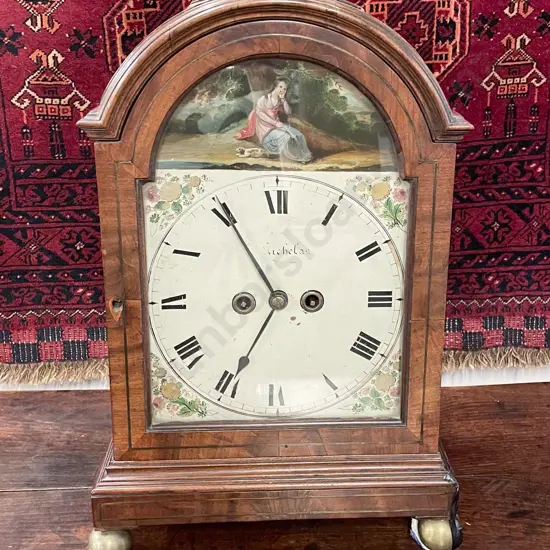 Geo III Mahogany & Brass Inlaid Cased Bracket Clock