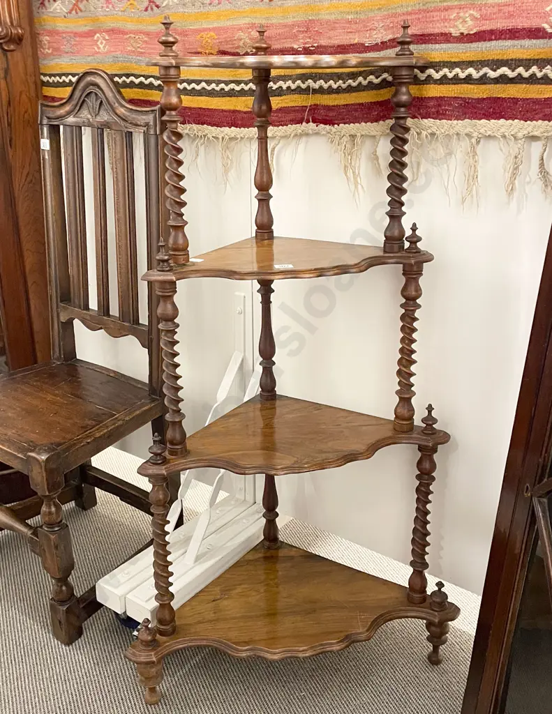 Vict Walnut Four Tier Corner Whatnot Image 1++