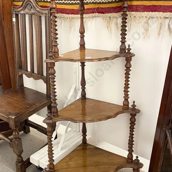 Vict Walnut Four Tier Corner Whatnot