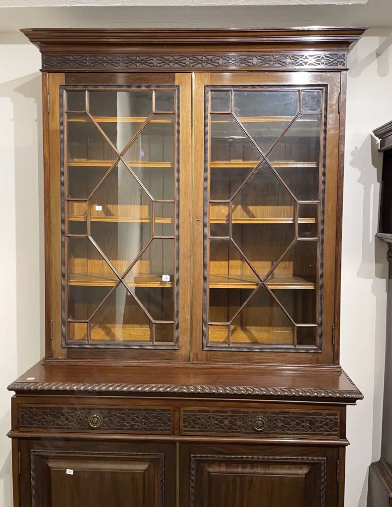 Edwardian Mahogany Cabinet Bookcase Image 1++