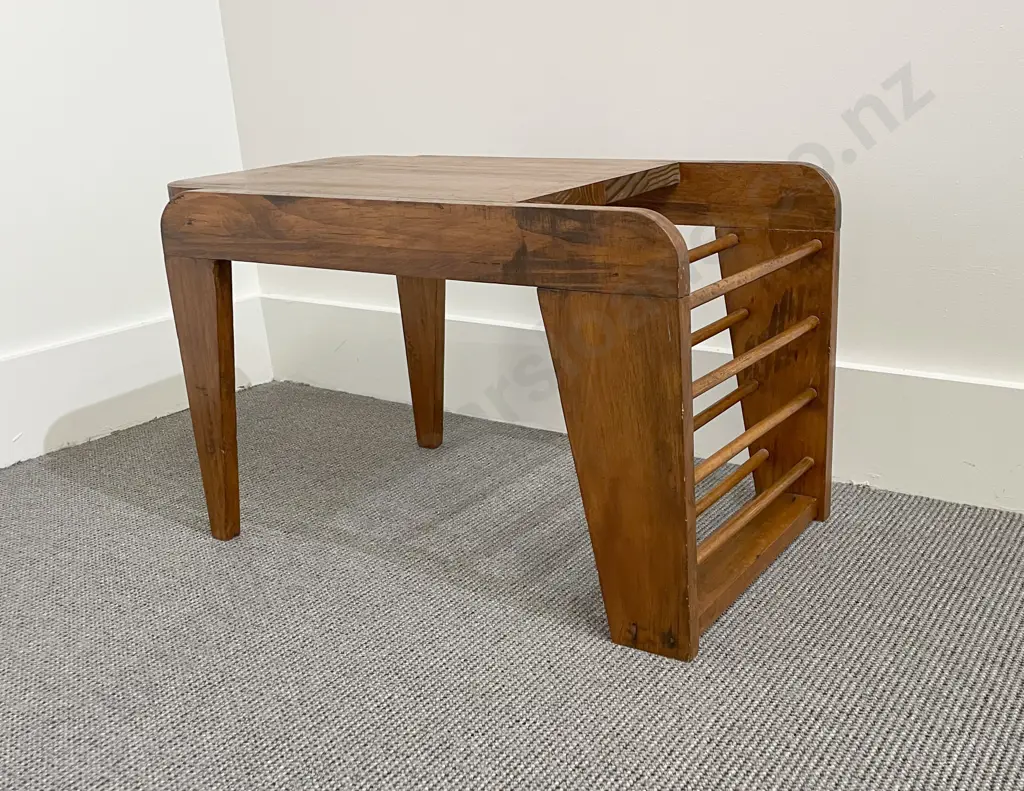 Attributed to Ernest Plischke Mid Century Kauri Side Table/Magazine Rack Image 1++